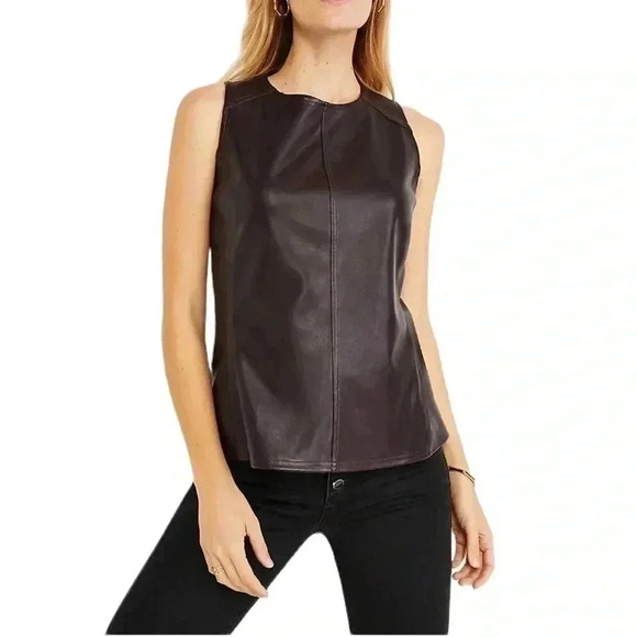 Ann Taylor Tops - Ann Taylor Faux Vegan Leather Shell Black Size M